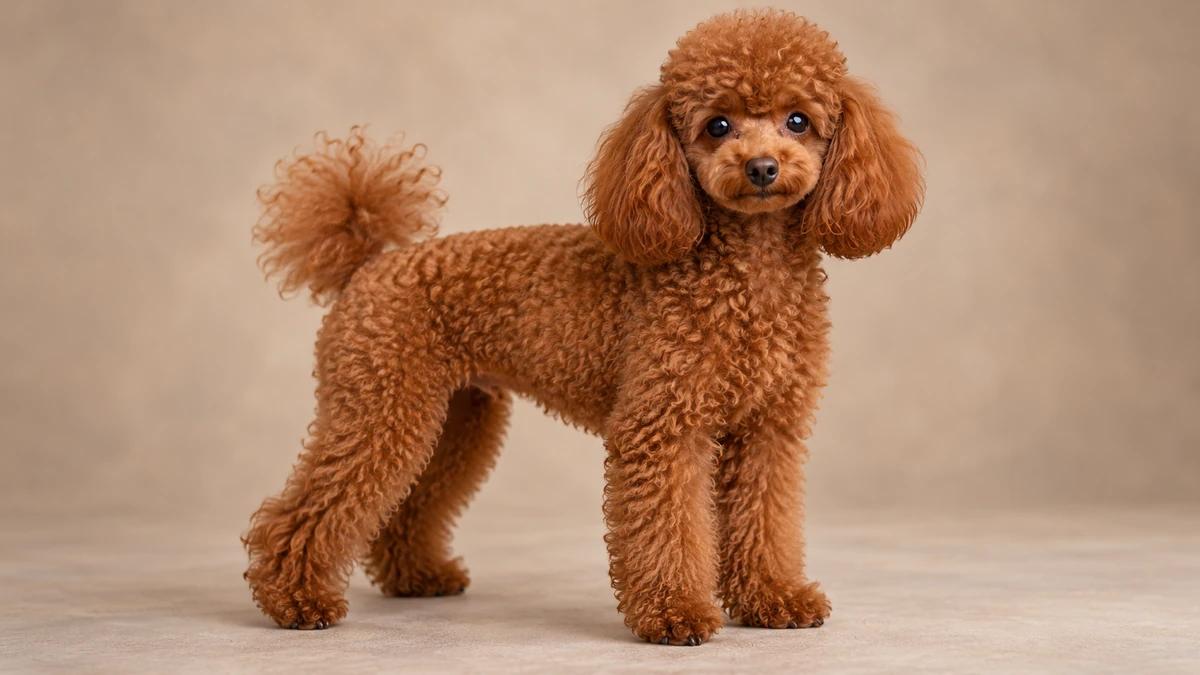 Toy poodle köpek — siyah renk, parlak kıvrımlı tüyler