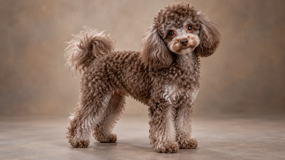 Toy poodle köpek — kahve (brown) ve gümüş renk