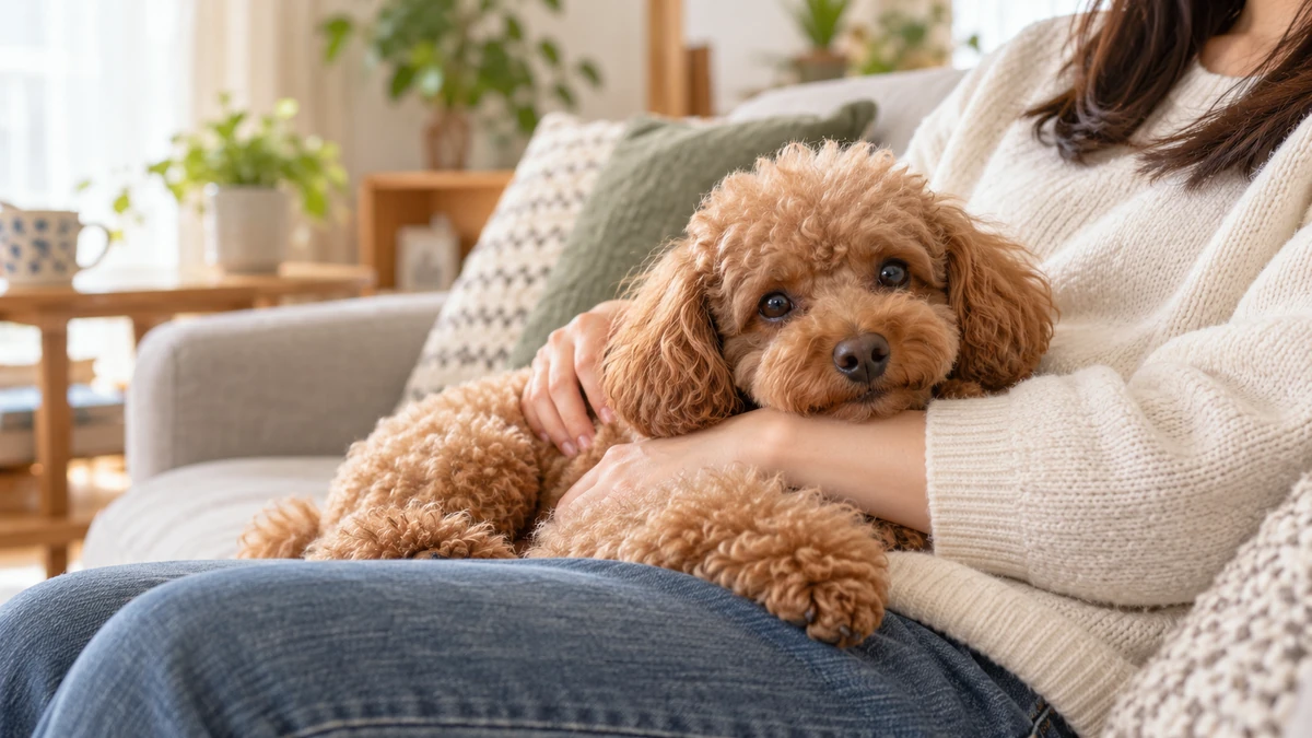Toy poodle köpek — çocuklarla oyun oynayan aile dostu
